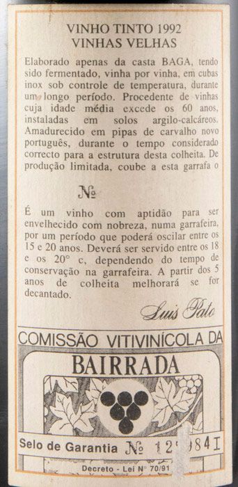1992 Luís Pato Vinhas Velhas red
