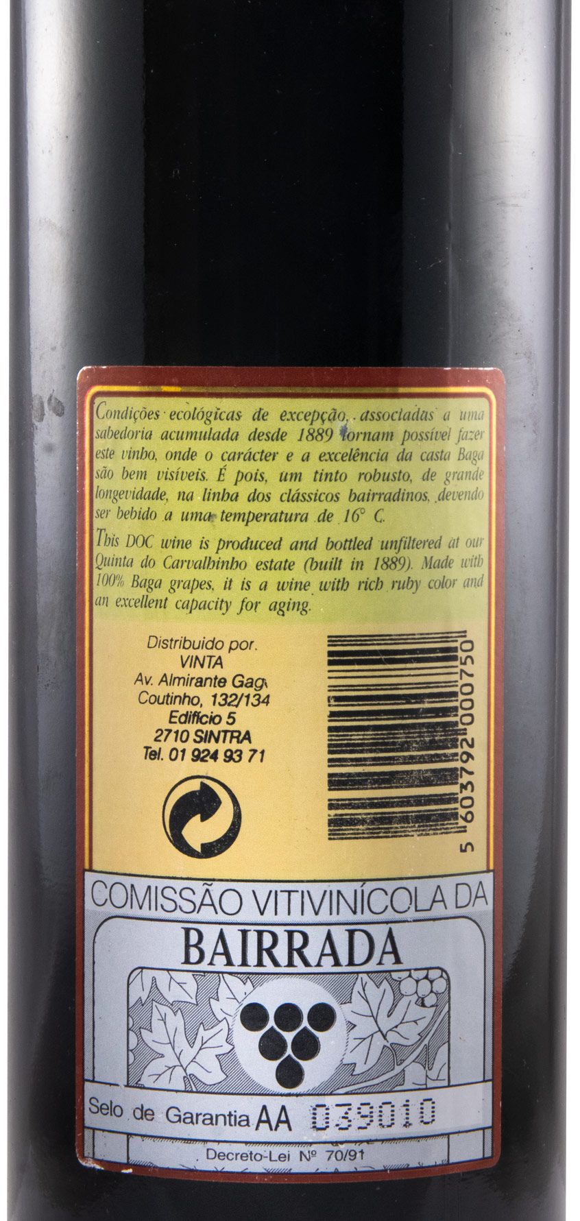 1994 Quinta do Carvalhinho Reserva red