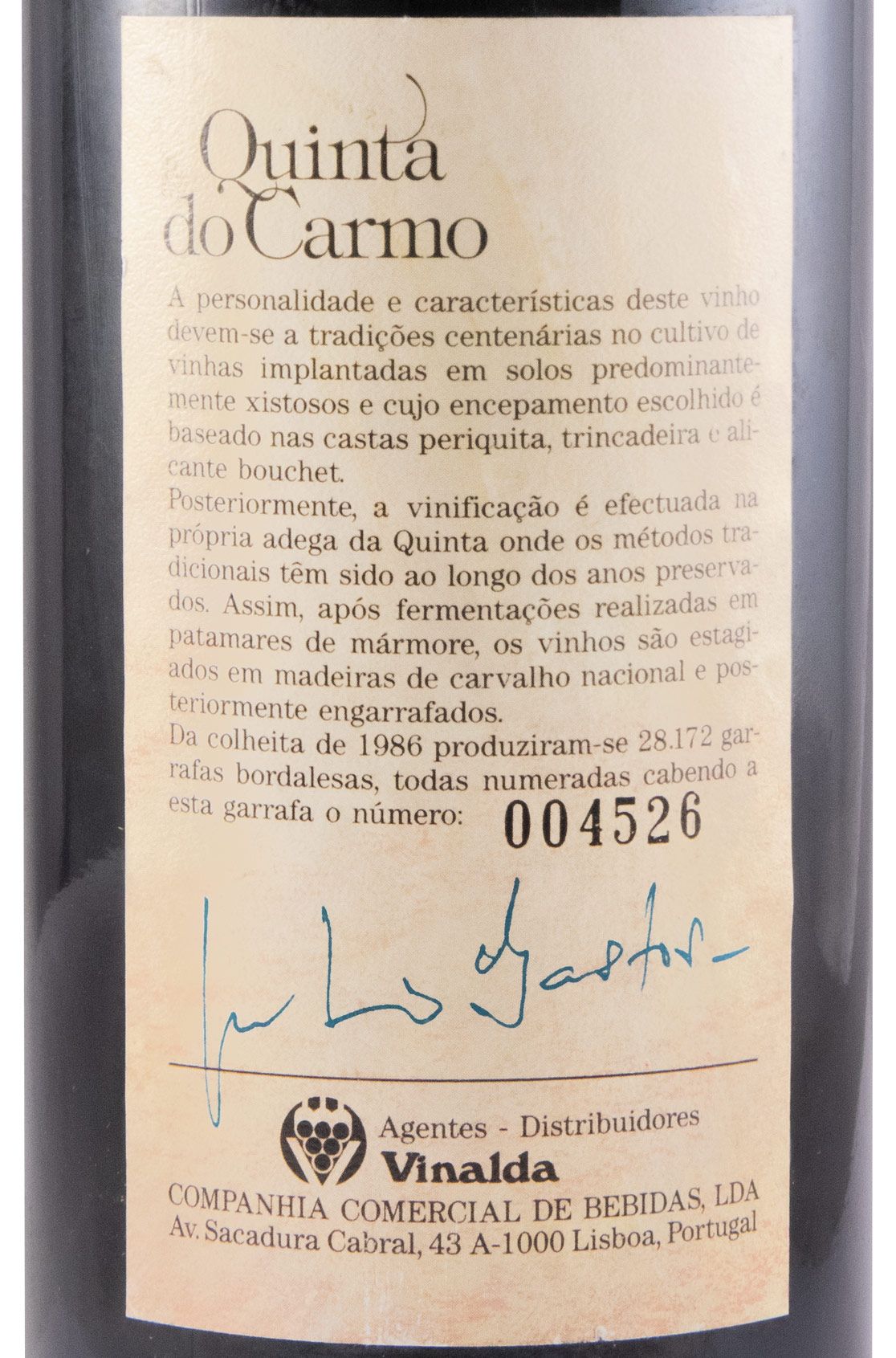 1986 Quinta do Carmo Garrafeira tinto