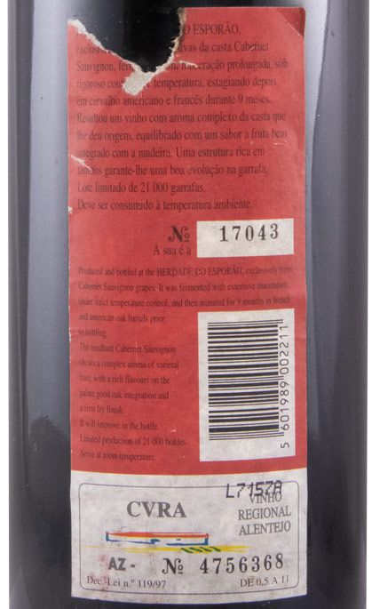 1996 Esporão Cabernet Sauvignon tinto