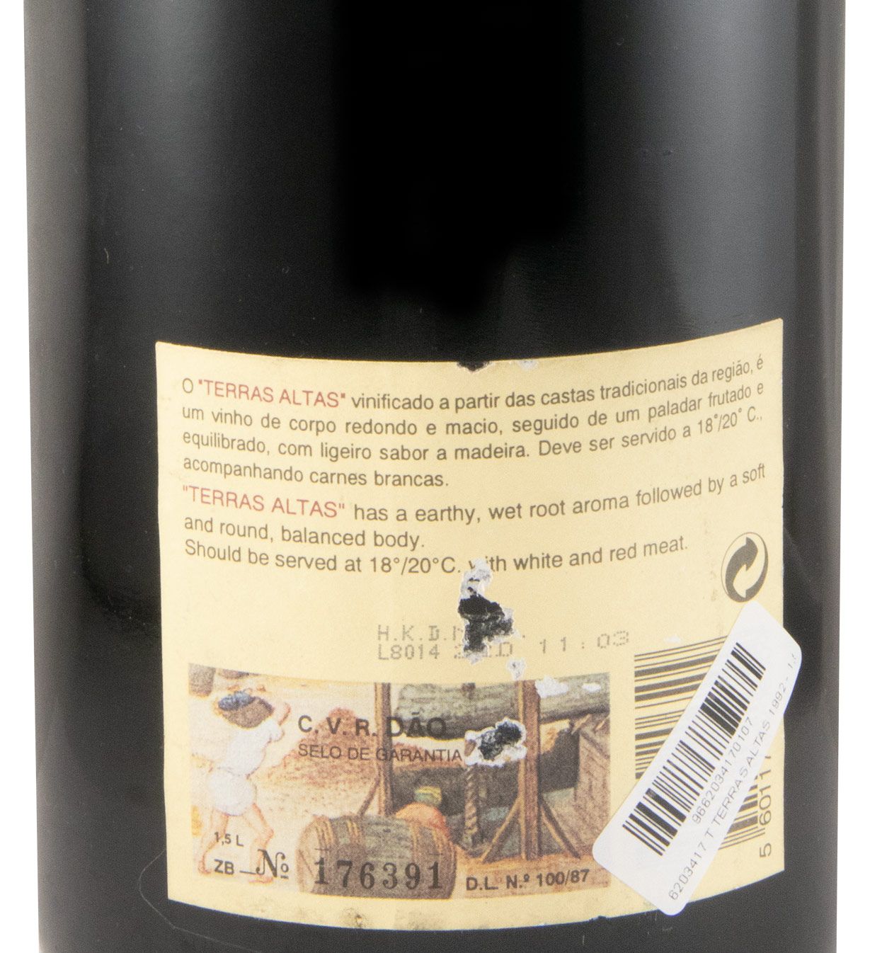 1992 José Maria da Fonseca Dão Terras Altas tinto 1,5L
