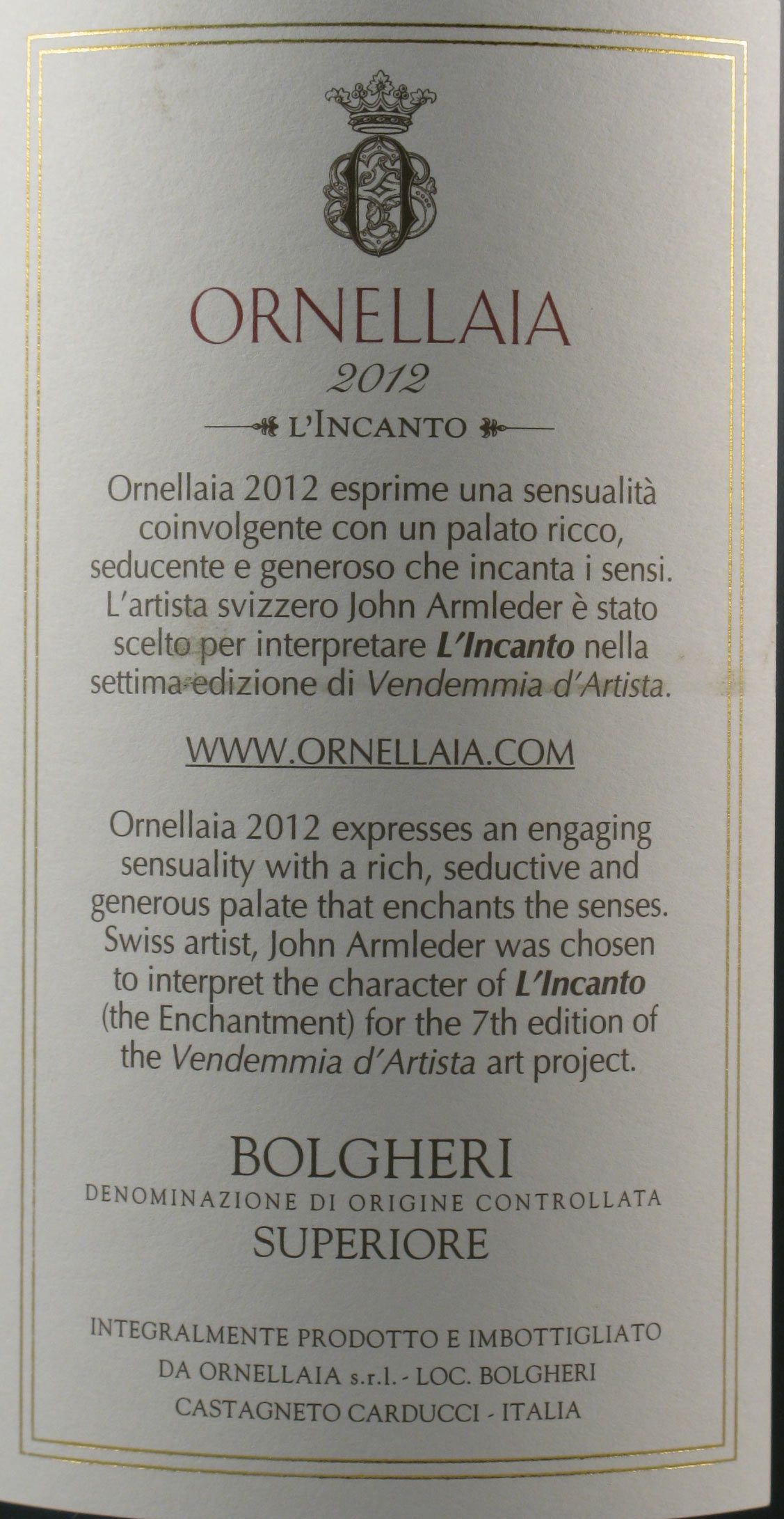 2012 Tenuta Dell’Ornellaia Bolgheri Toscana tinto