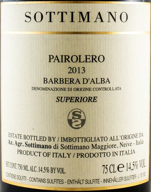 2013 Sottimano Pairolero Barbera D'alba Superiore Piedmonte red