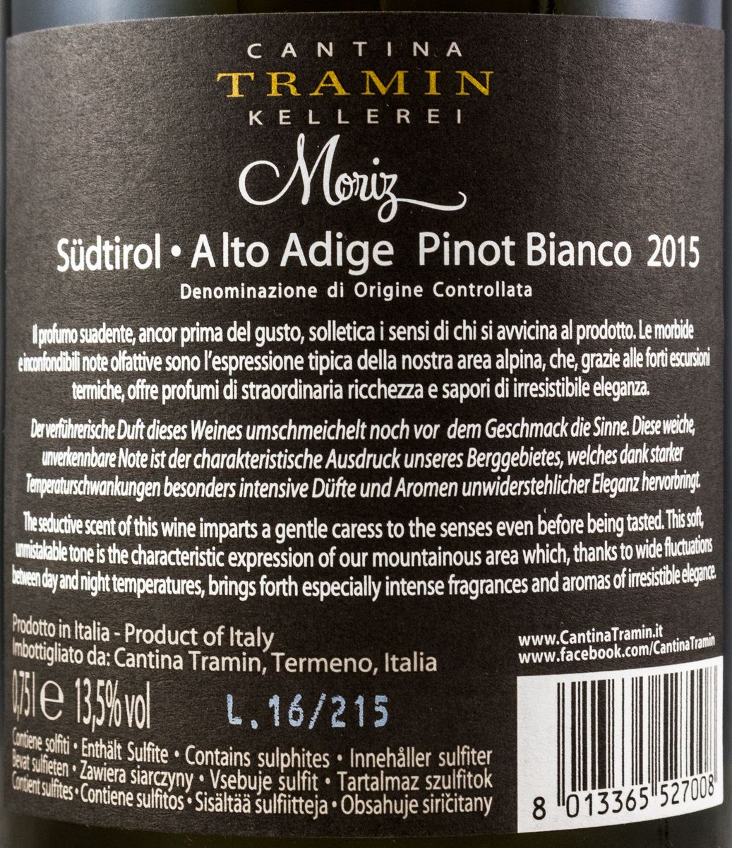 2015 Moriz Pinot Blanc branco