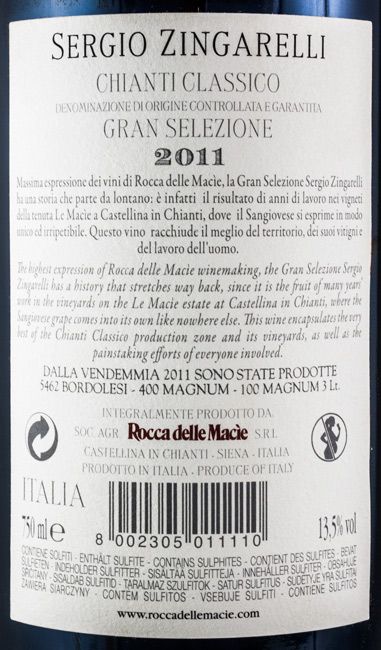2011 Sergio Zingarelli Chianti Classico Gran Selezione red