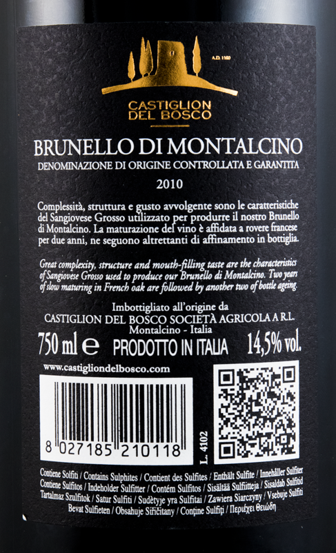 2010 Castiglion Del Bosco Brunello Di Montalcino tinto