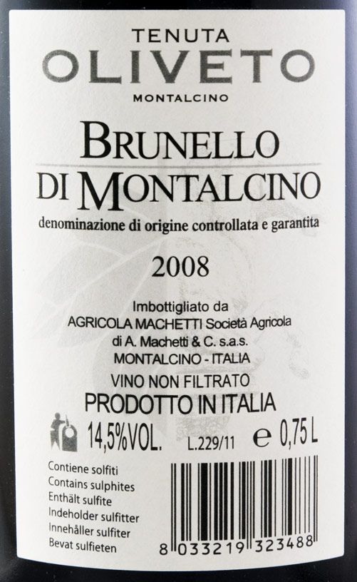 2008 Tenuta Oliveto Brunello di Montalcino red