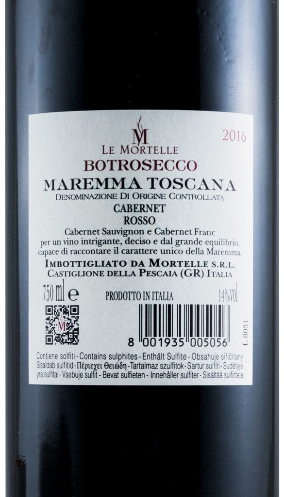 2016 Le Mortelle Botrosecco Maremma red