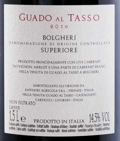 2016 Tenuta Guado al Tasso Bolgheri Superiore tinto 1,5L
