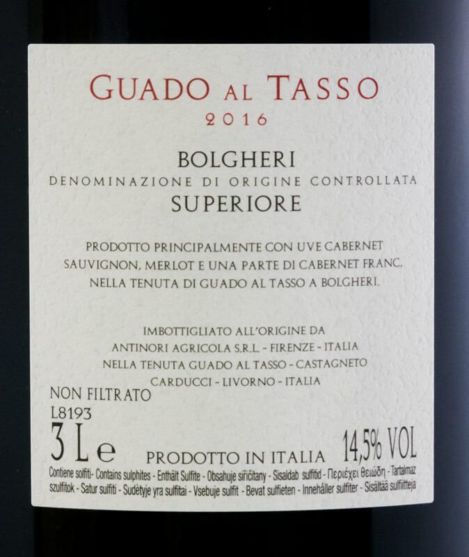 2016 Tenuta Guado al Tasso Bolgheri Superiore tinto 3L