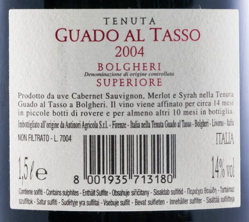 2004 Tenuta Guado al Tasso Bolgheri Superiore tinto 1,5L