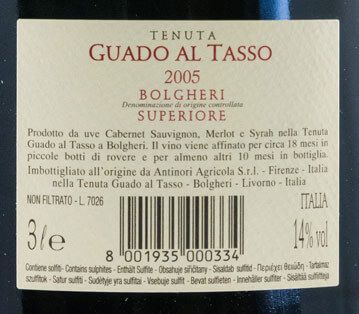 2005 Tenuta Guado al Tasso Bolgheri Superiore tinto 3L