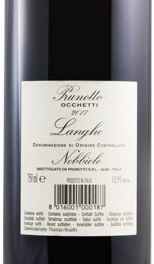 2017 Prunotto Occhetti Nebbiolo Langhe tinto