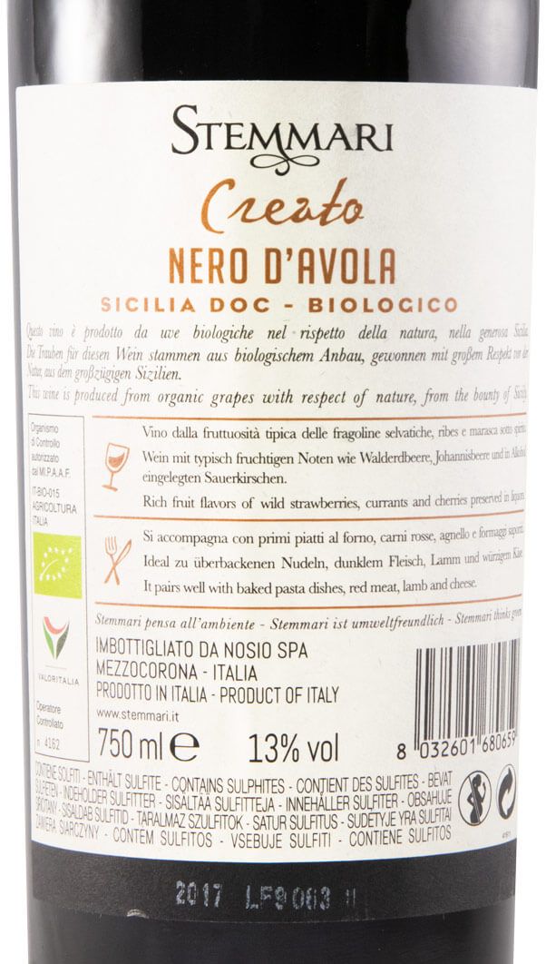 2017 Stemmari Nero d'Avola organic red