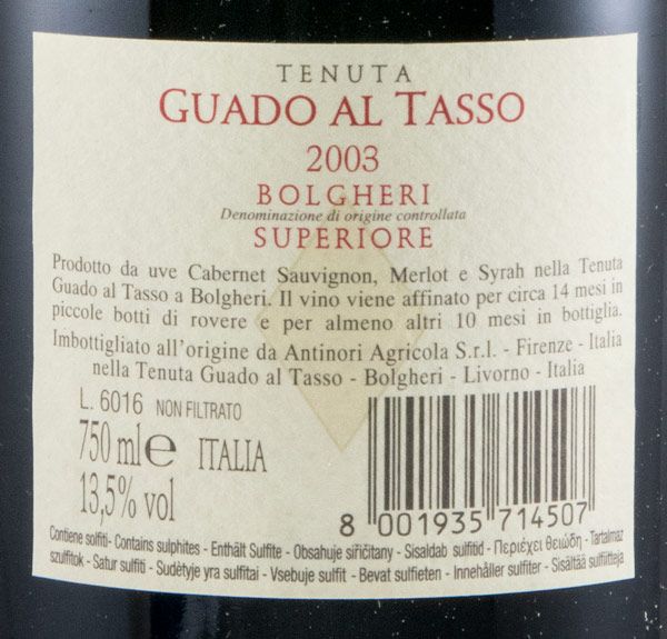 2003 Tenuta Guado al Tasso Bolgheri Superiore tinto