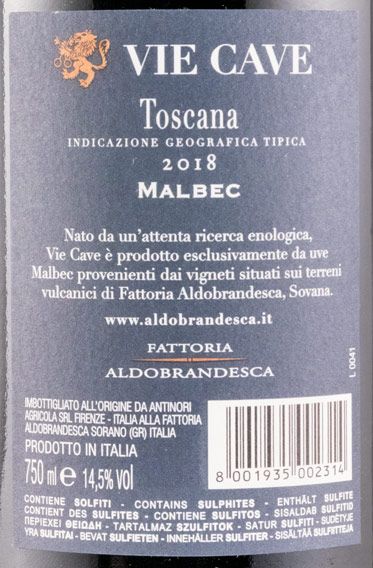 2018 Fattoria Aldobrandesca Vie Cave Malbec Sovana tinto