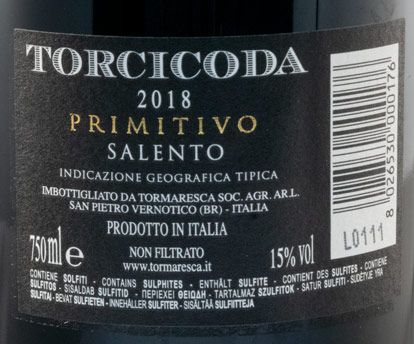 2018 Tormaresca Torcicoda Primitivo Salento tinto