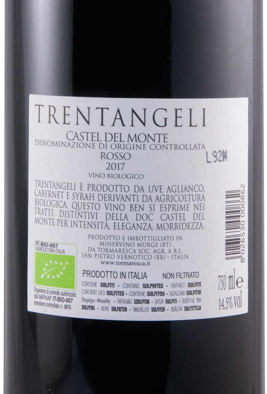 2017 Tormaresca Trentangeli Castel del Monte biológico tinto