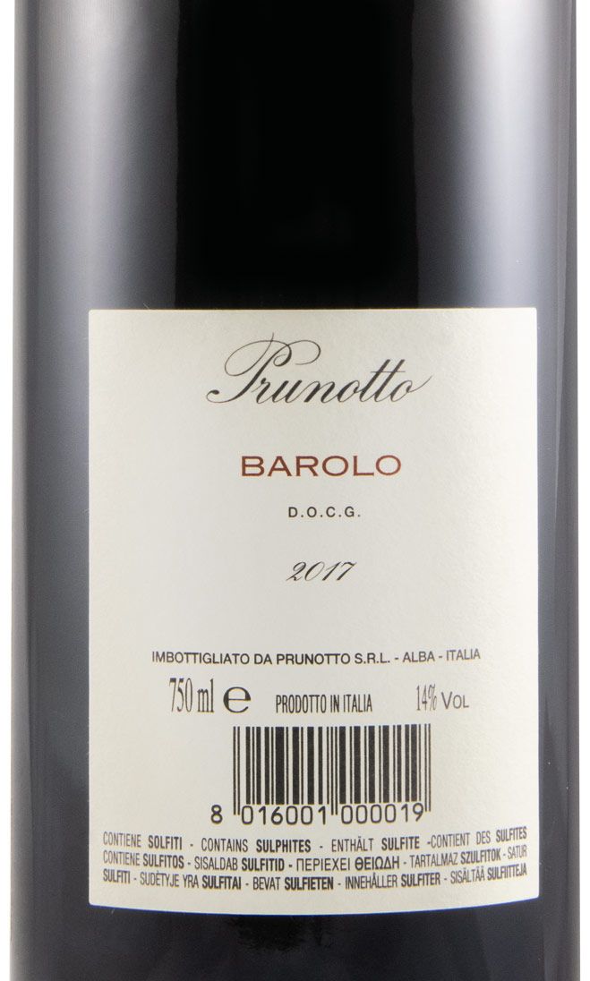 2017 Prunotto Barolo red