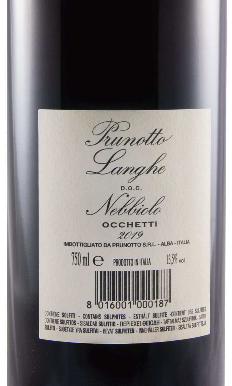 2019 Prunotto Occhetti Nebbiolo Langhe red