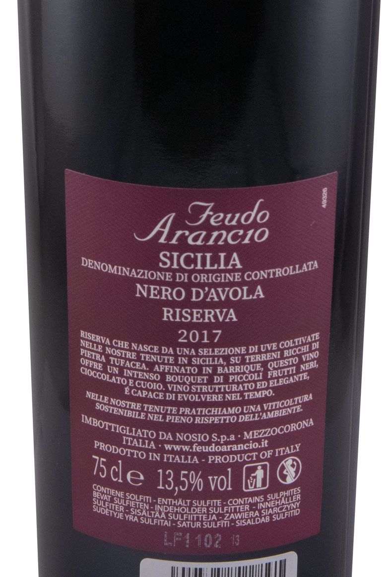 2017 Feudo Arancio Nero d'Avola Riserva Sicilia tinto