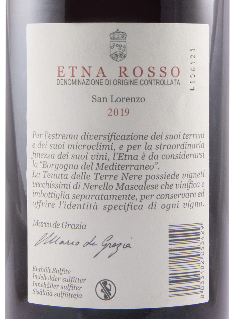 2019 Tenuta delle Terre Nere Etna San Lorenzo Sicilia tinto
