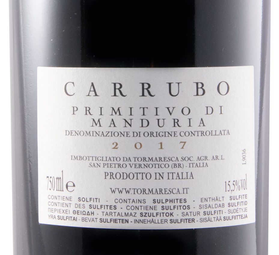 2017 Tormaresca Carrubo Primitivo di Manduria tinto