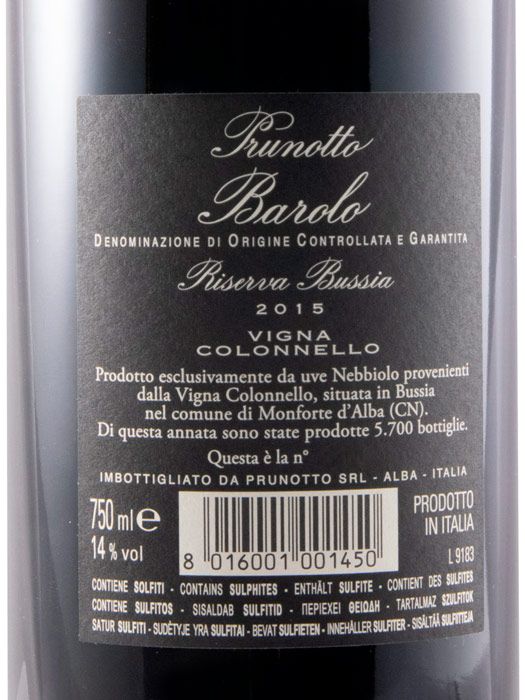2015 Prunotto Vigna Colonnello red