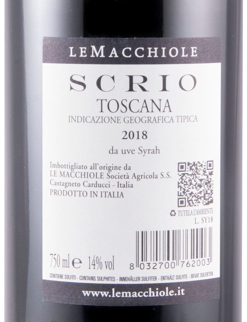2018 Le Macchiole Scrio tinto