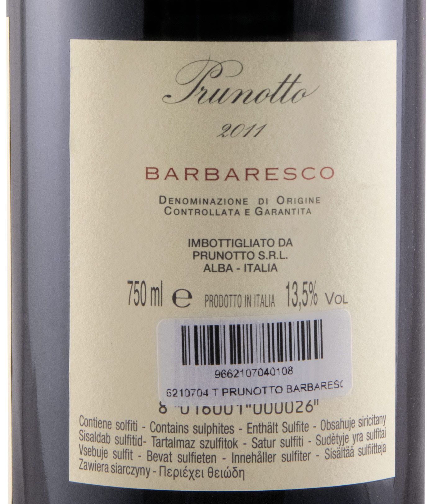 2011 Prunotto Barbaresco red