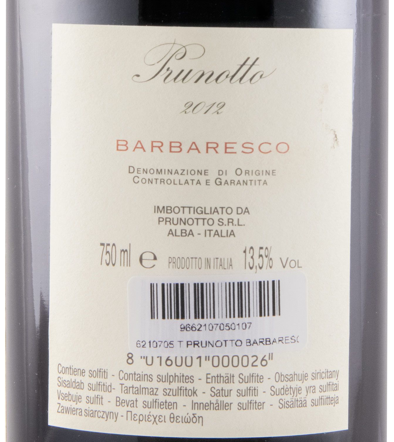 2012 Prunotto Barbaresco tinto