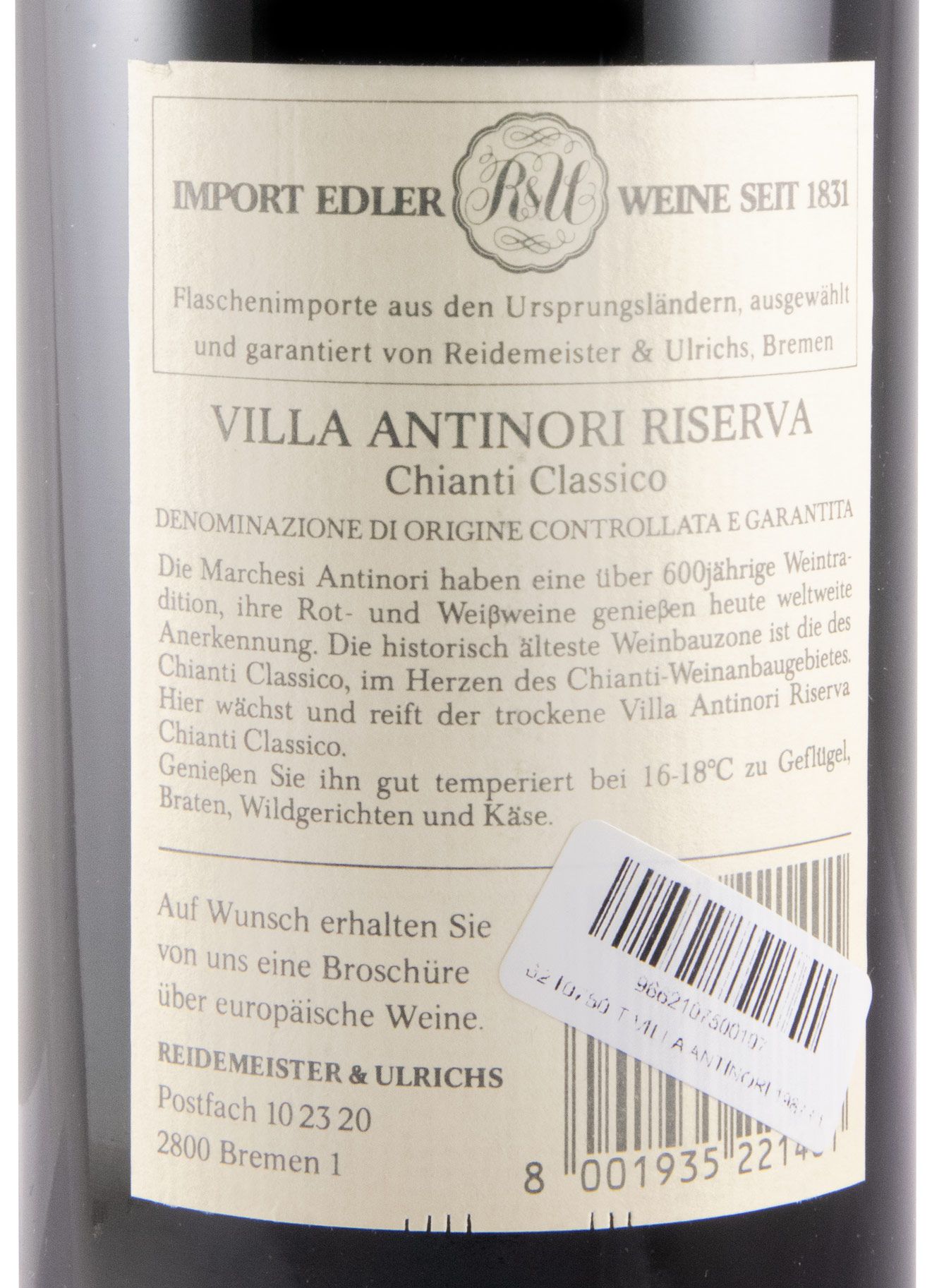 1987 Villa Antinori Chianti Classico Riserva tinto