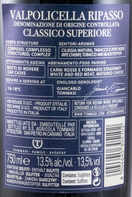 2019 Tommasi Ripasso Valpolicella Classico Superiore tinto
