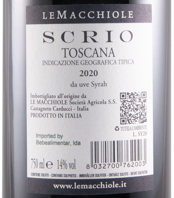 2020 Le Macchiole Scrio tinto