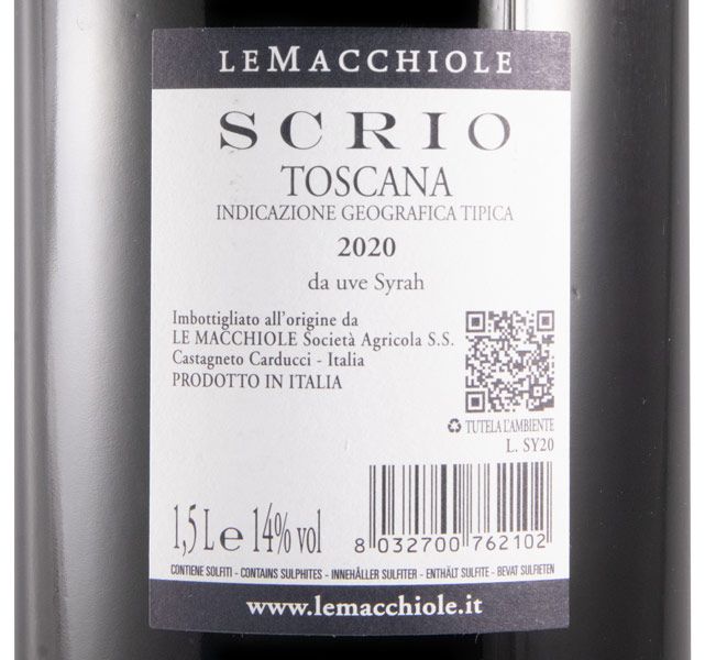 2020 Le Macchiole Scrio tinto 1,5L