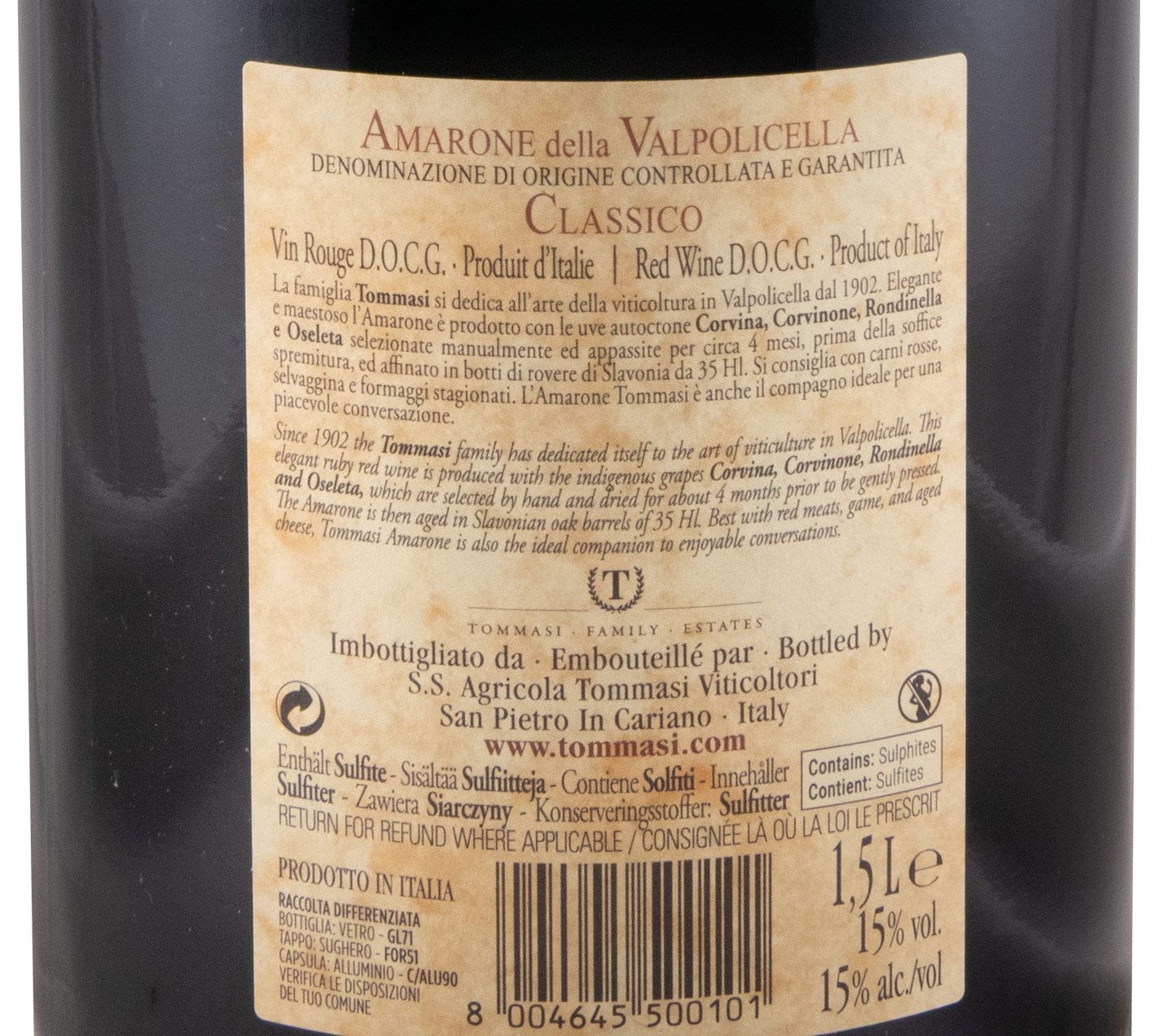 2019 Tommasi Amarone della Valpolicella Classico tinto 1,5L