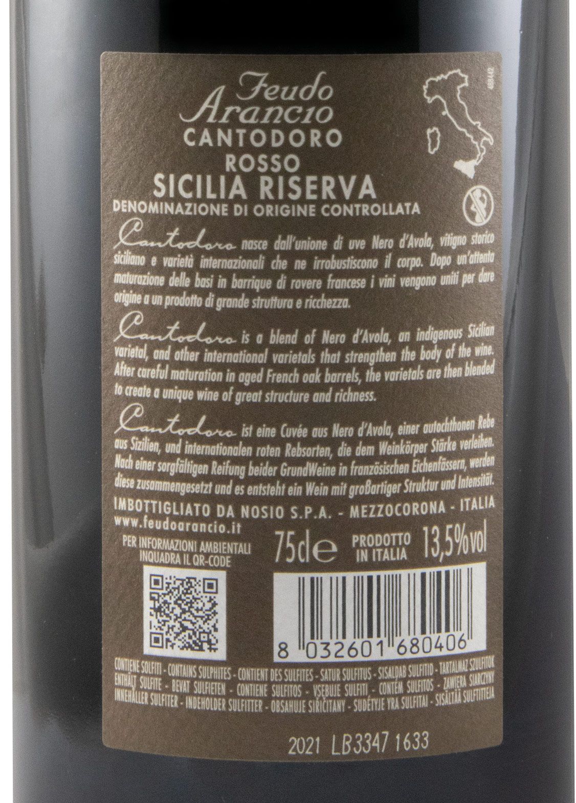 2021 Feudo Arancio Cantodoro Riserva red