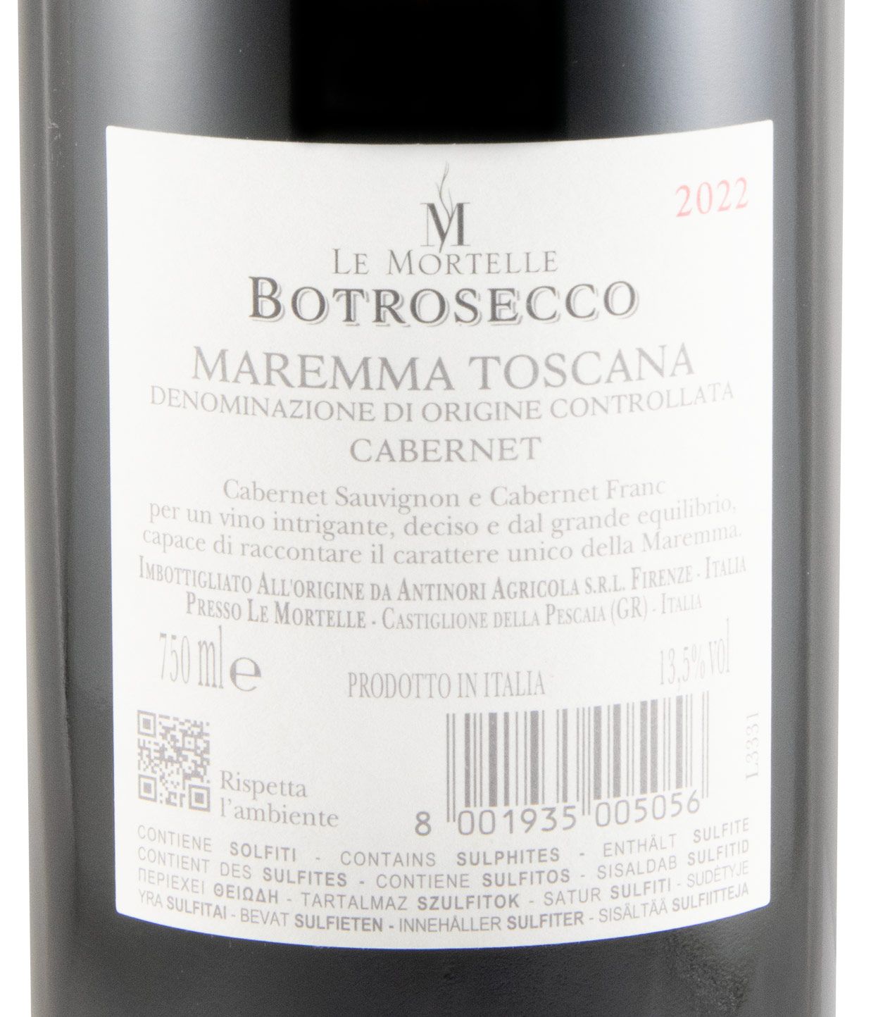 2022 Le Mortelle Botrosecco Maremma tinto (rótulo danificado)