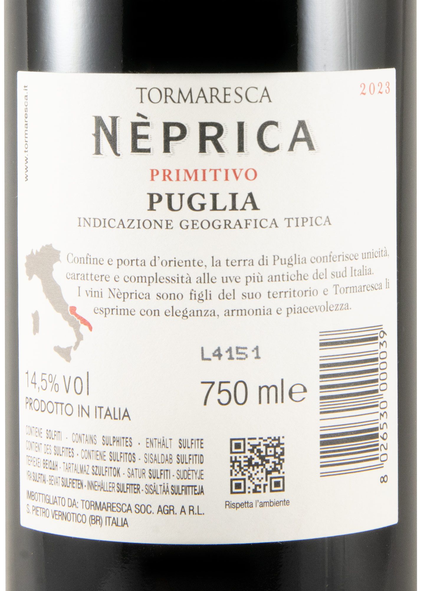 2023 Tormaresca Nèprica Primitivo tinto