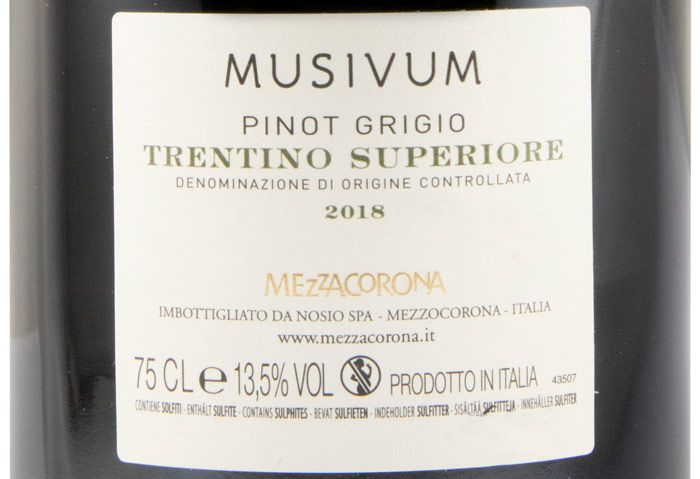 2018 Mezzacorona Musivum Pinot Grigio branco