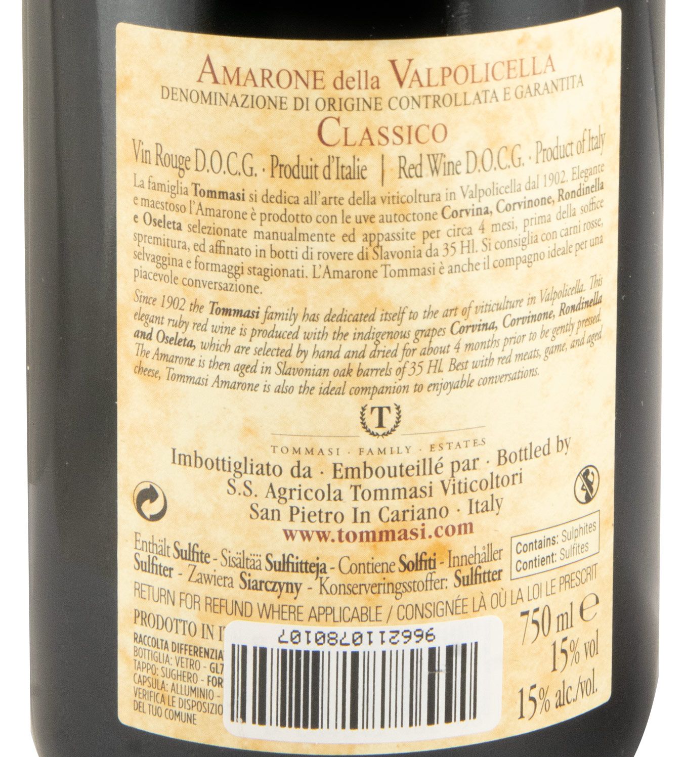 2020 Tommasi Amarone della Valpolicella Classico tinto