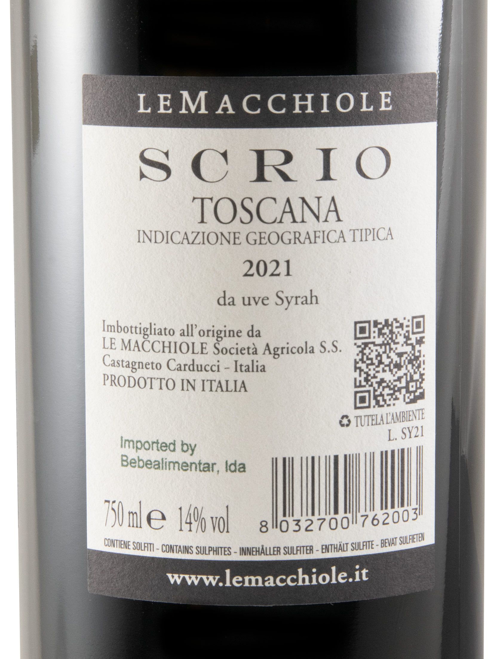 2021 Le Macchiole Scrio tinto