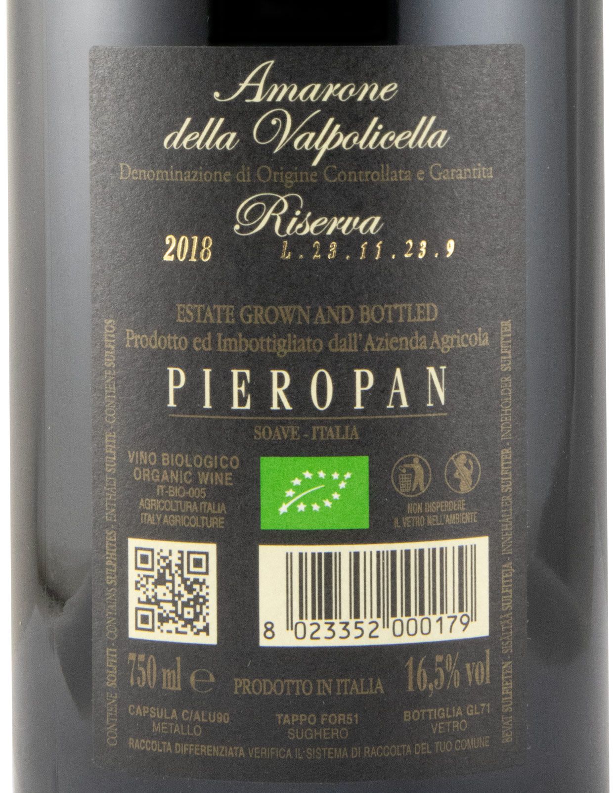 2018 Pieropan Vigna Garzon Amarone della Valpolicela Riserva biológico tinto