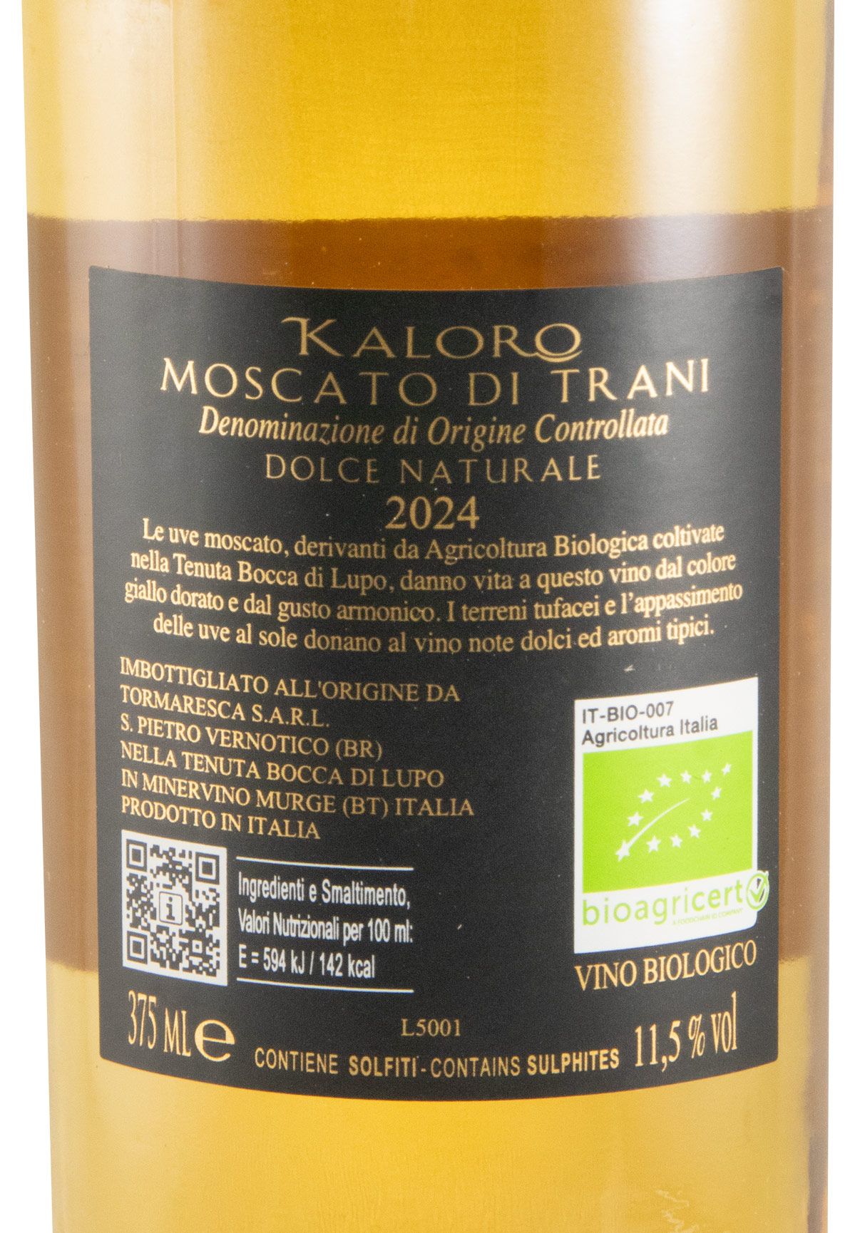 2024 Tormaresca Kaloro Moscato di Trani biológico branco 37,5cl
