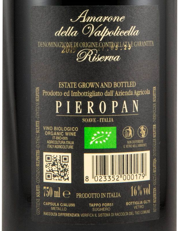 2019 Pieropan Vigna Garzon Amarone della Valpolicela Riserva organic red