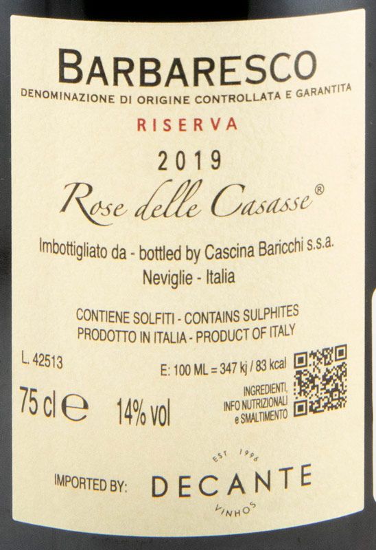 2019 Cascina Baricchi Rose delle Casasse Riserva Barbaresco tinto