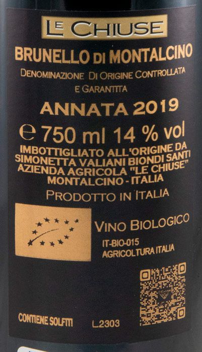 2019 Le Chiuse Brunello di Montalcino biológico tinto