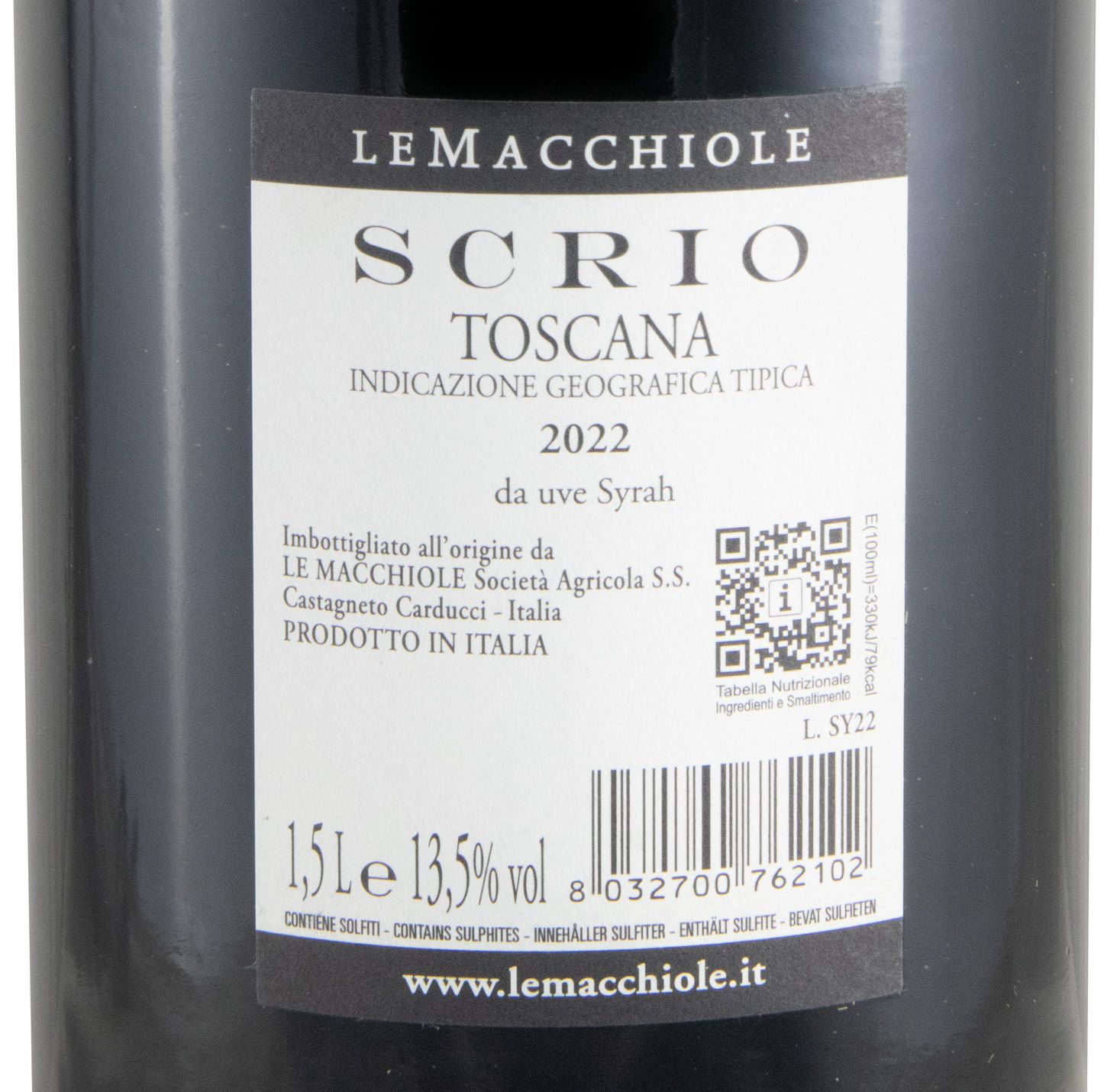 2022 Le Macchiole Scrio tinto 1,5L