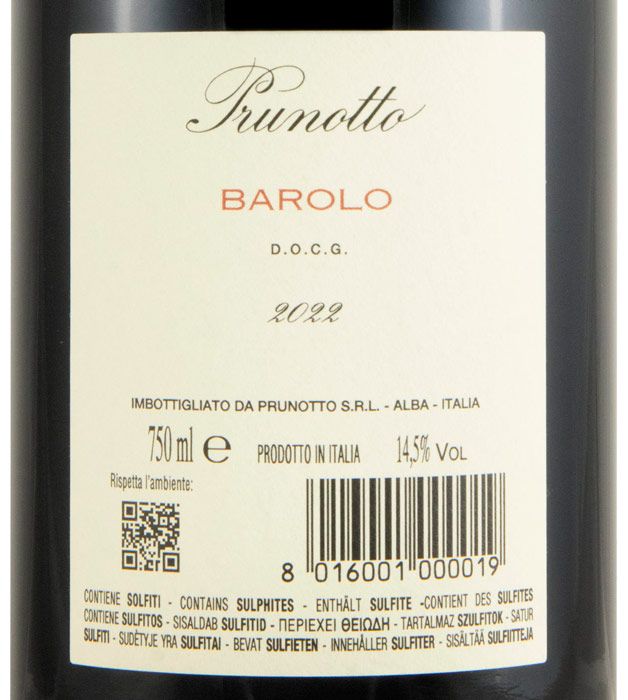 2022 Prunotto Barolo tinto