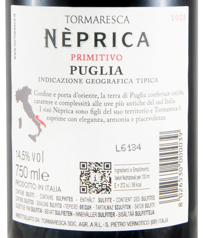 2025 Tormaresca Nèprica Primitivo tinto